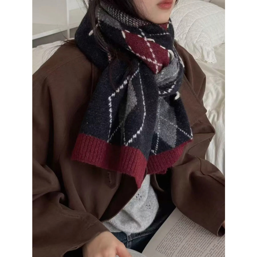 Classic Argyle Knitted Winter Scarf Apparel and Accessories