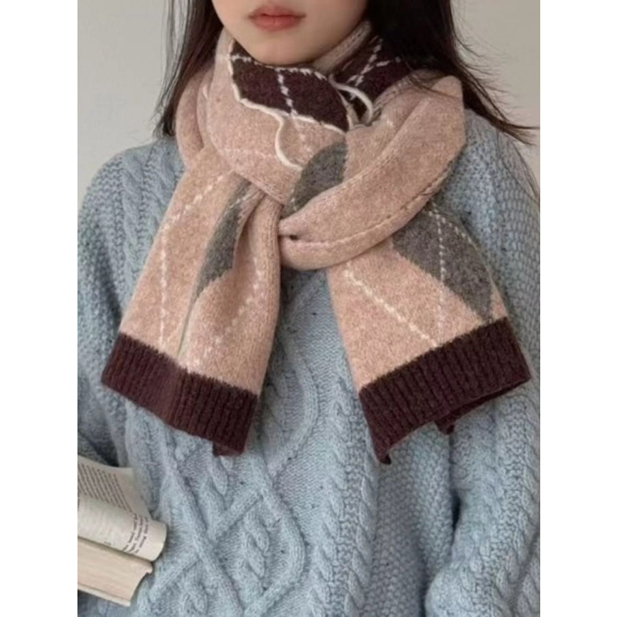 Classic Argyle Knitted Winter Scarf Apparel and Accessories