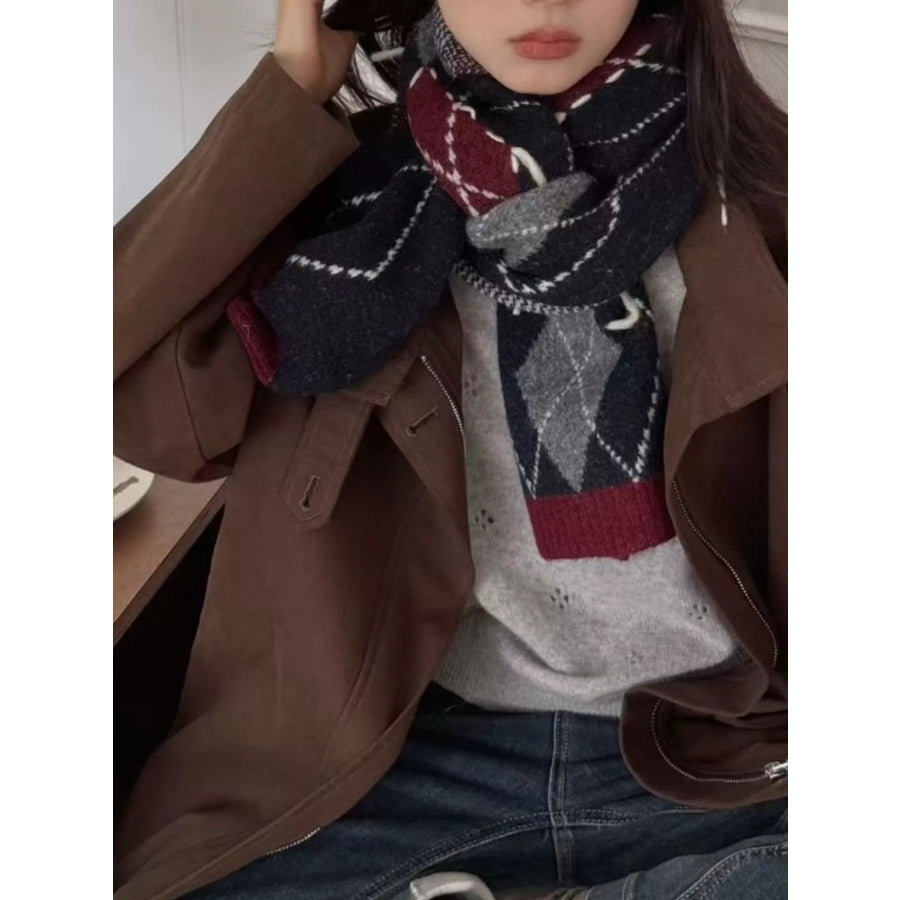 Classic Argyle Knitted Winter Scarf Apparel and Accessories