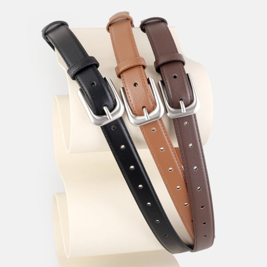 Classic Buckle Skinny Leather Belt Apparel and Accessories