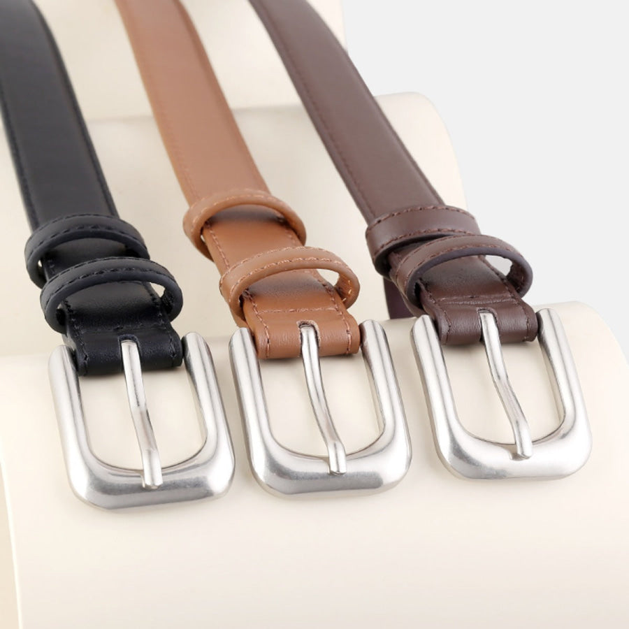 Classic Buckle Skinny Leather Belt Apparel and Accessories