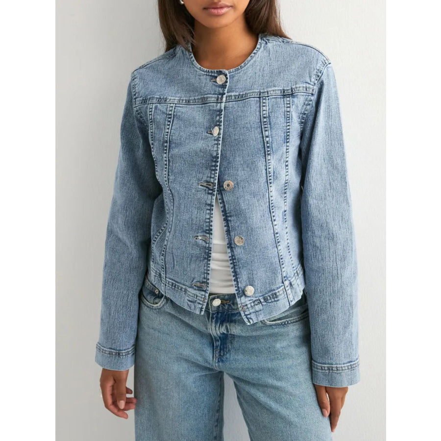 Classic Button-Down Denim Jacket Apparel and Accessories