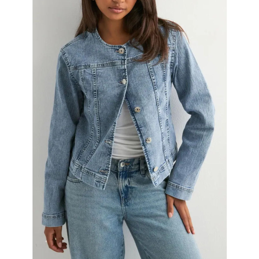 Classic Button-Down Denim Jacket Light Blue / S Apparel and Accessories