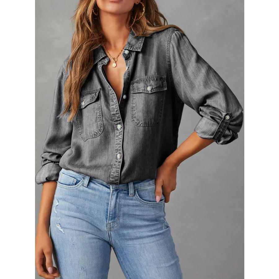 Classic Button-Down Denim Shirt Apparel and Accessories
