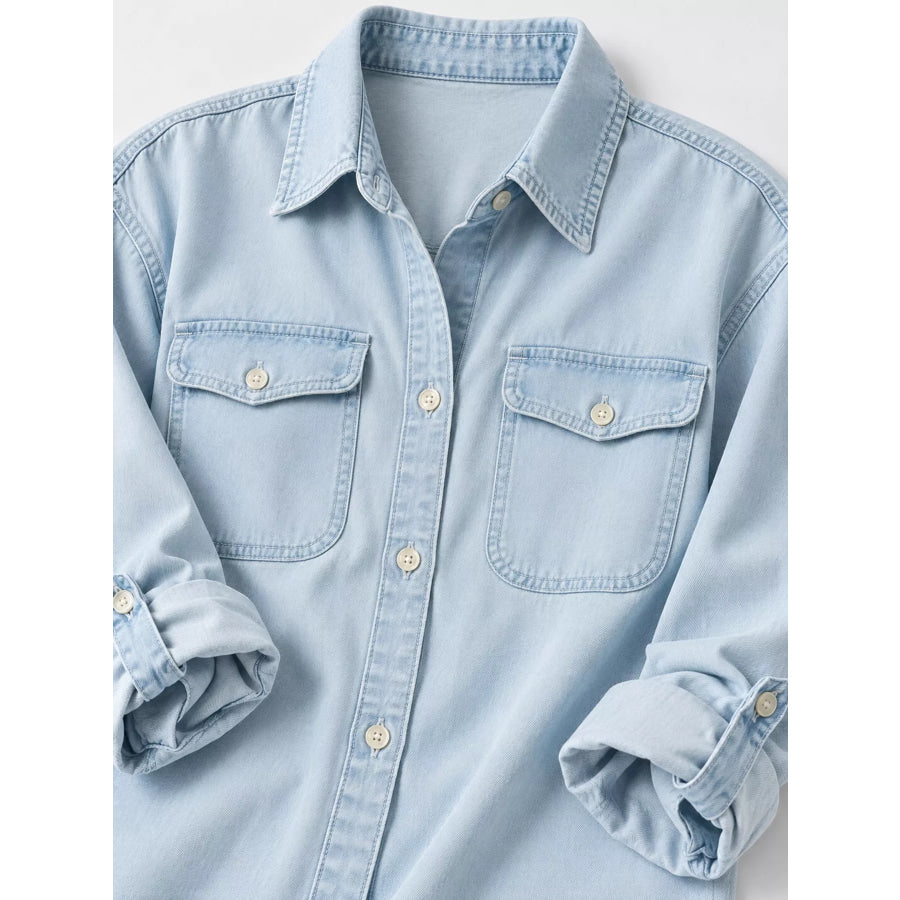 Classic Button-Down Denim Shirt Apparel and Accessories
