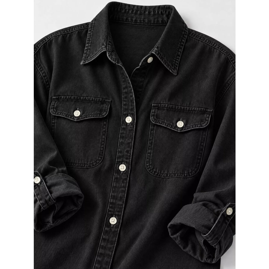 Classic Button-Down Denim Shirt Apparel and Accessories