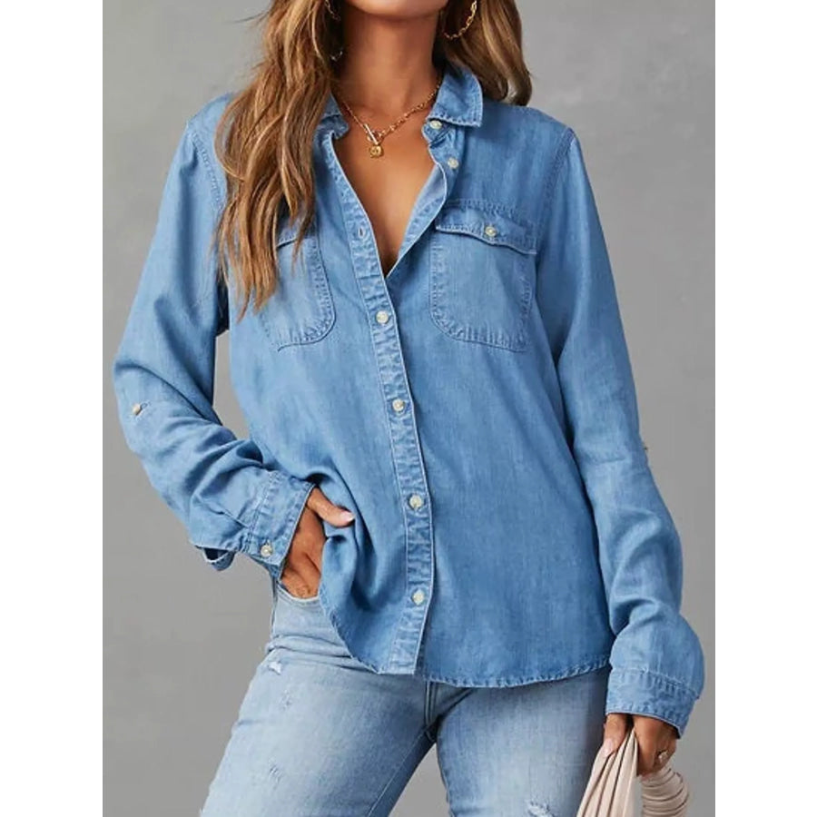 Classic Button-Down Denim Shirt Apparel and Accessories