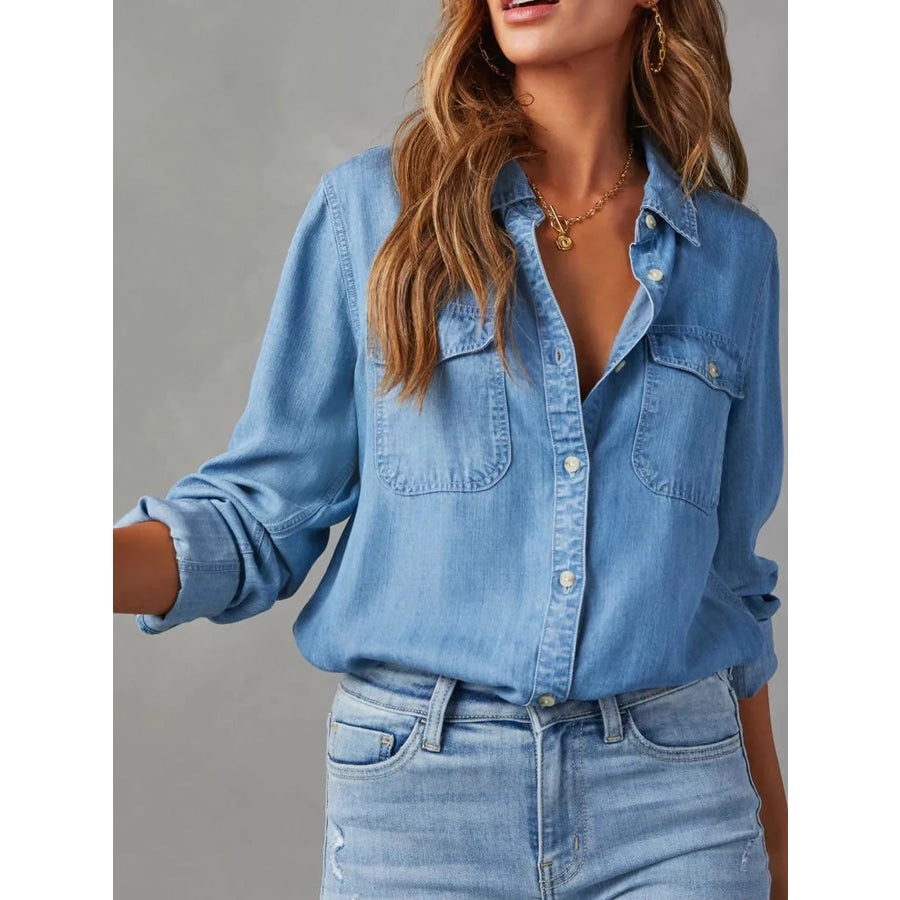 Classic Button-Down Denim Shirt Apparel and Accessories