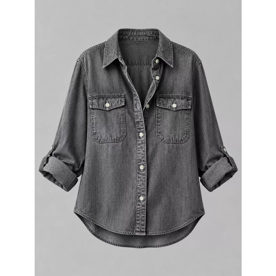 Classic Button-Down Denim Shirt Apparel and Accessories