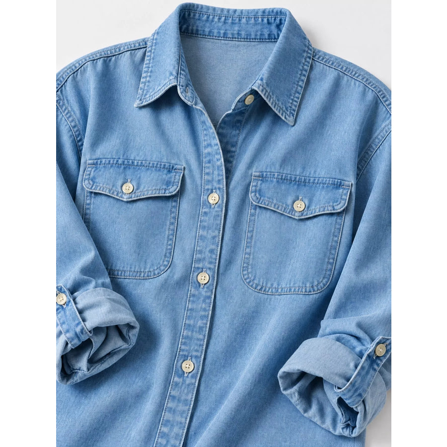 Classic Button-Down Denim Shirt Apparel and Accessories