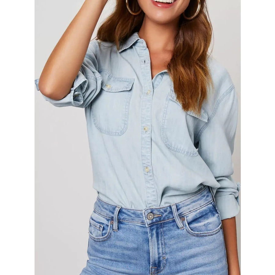 Classic Button-Down Denim Shirt Apparel and Accessories