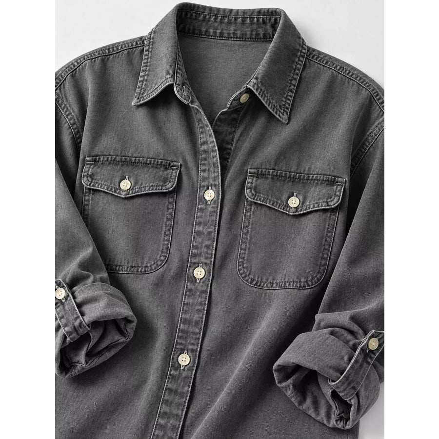 Classic Button-Down Denim Shirt Apparel and Accessories