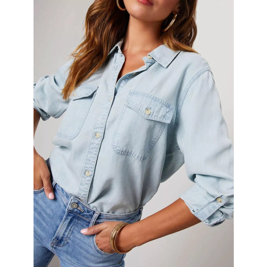 Classic Button-Down Denim Shirt Apparel and Accessories