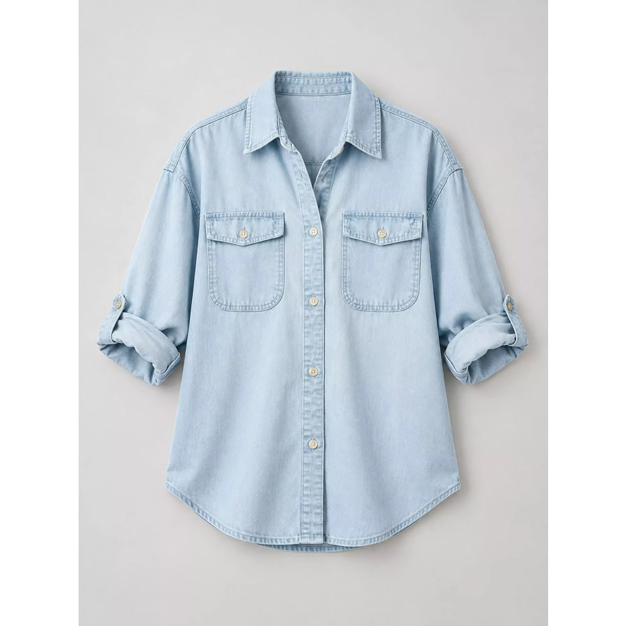 Classic Button-Down Denim Shirt Apparel and Accessories