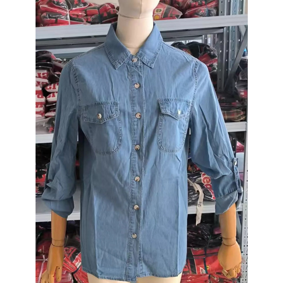 Classic Button-Down Denim Shirt Apparel and Accessories