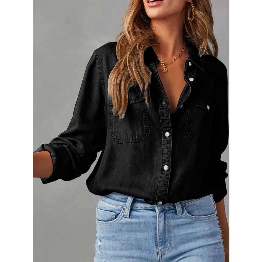 Classic Button-Down Denim Shirt Apparel and Accessories