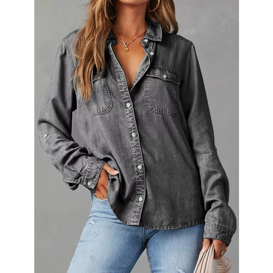 Classic Button-Down Denim Shirt Apparel and Accessories