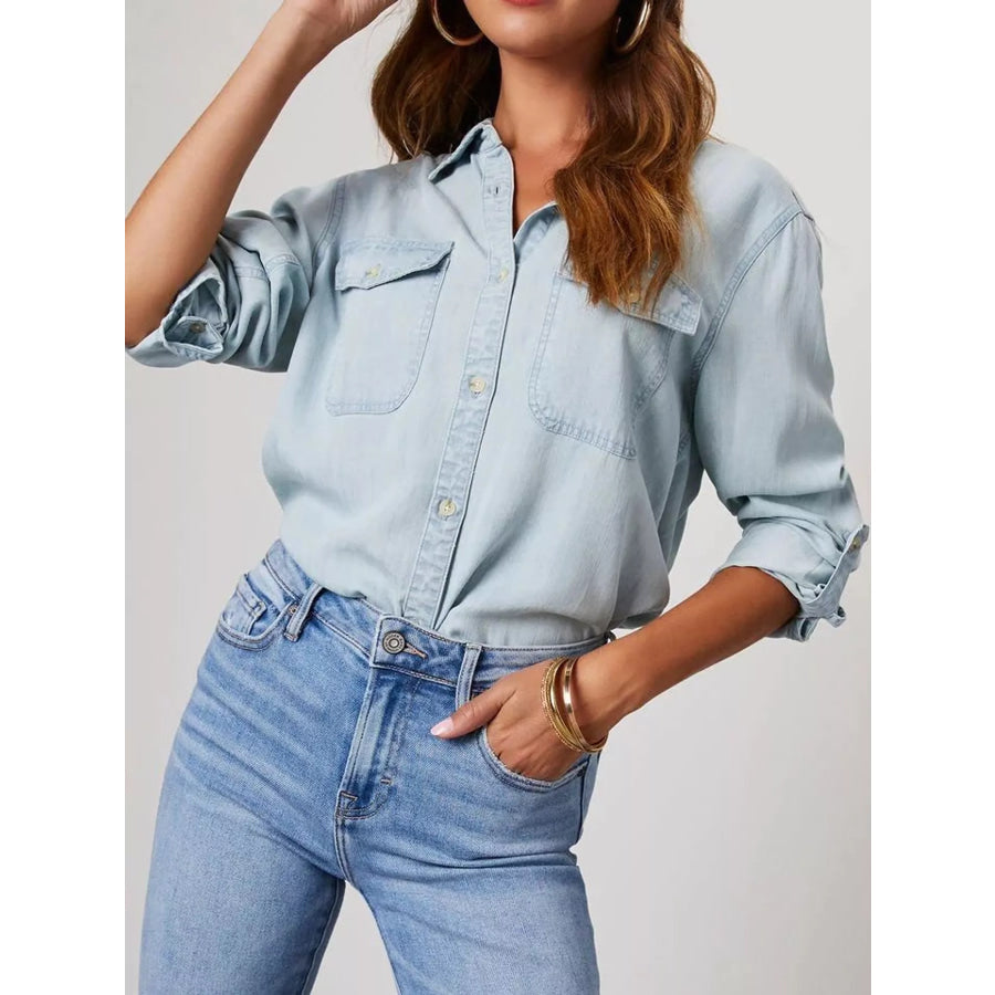 Classic Button-Down Denim Shirt Light Blue / S Apparel and Accessories