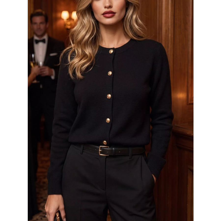 Classic Button-Down Knit Cardigan Apparel and Accessories
