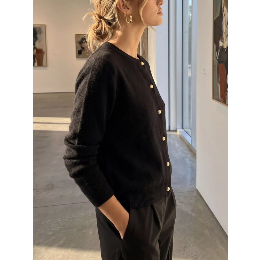 Classic Button-Down Knit Cardigan Apparel and Accessories