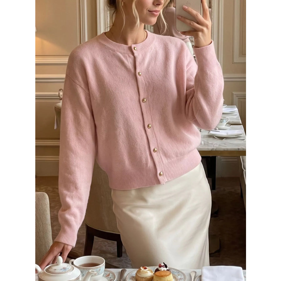 Classic Button-Down Knit Cardigan Apparel and Accessories