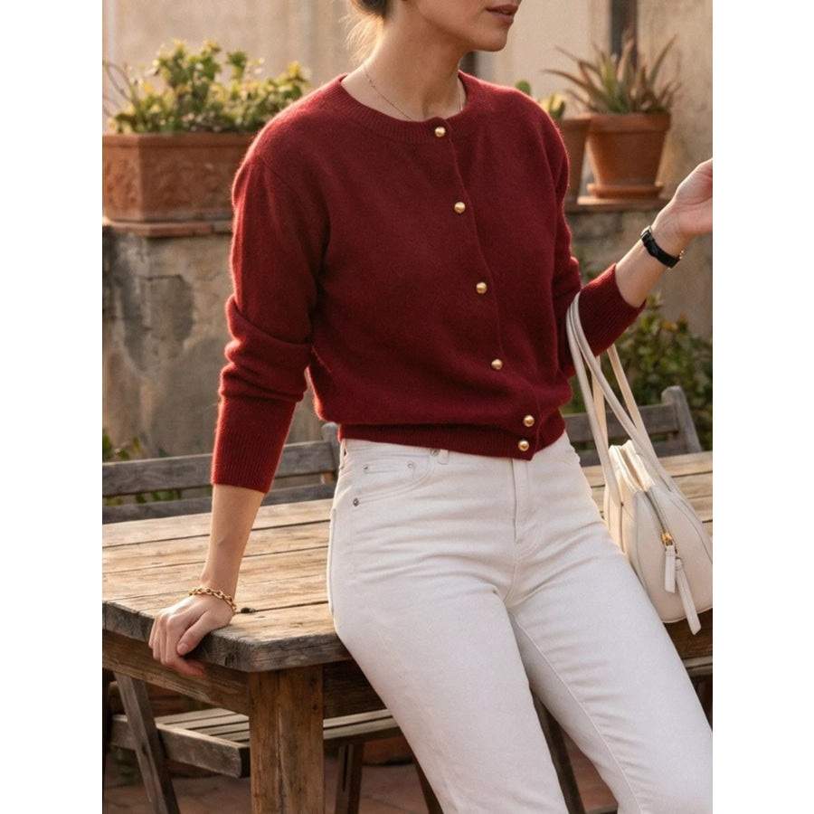 Classic Button-Down Knit Cardigan Apparel and Accessories