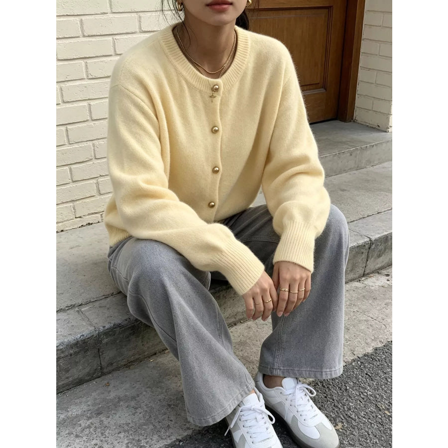 Classic Button-Down Knit Cardigan Apparel and Accessories