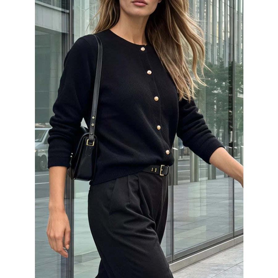 Classic Button-Down Knit Cardigan Apparel and Accessories