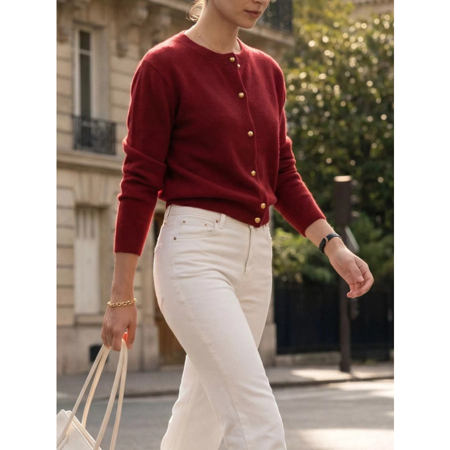 Classic Button-Down Knit Cardigan Apparel and Accessories
