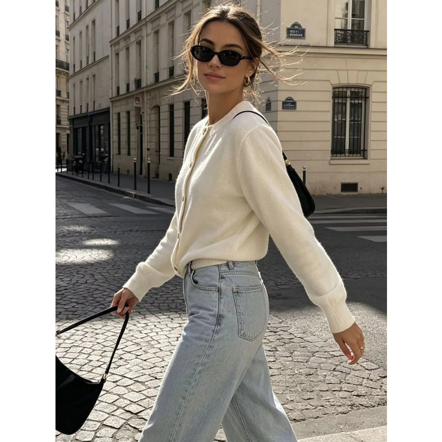 Classic Button-Down Knit Cardigan Apparel and Accessories