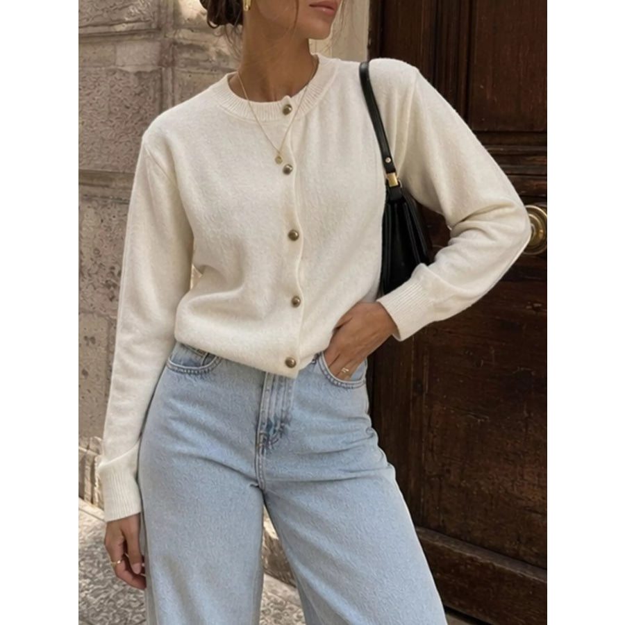 Classic Button-Down Knit Cardigan Apparel and Accessories