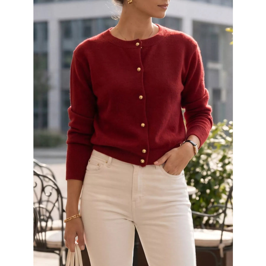 Classic Button-Down Knit Cardigan Apparel and Accessories