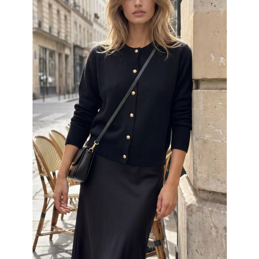 Classic Button-Down Knit Cardigan Apparel and Accessories