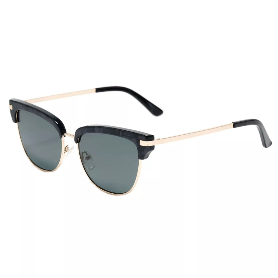 Classic Clubmaster Style Sunglasses with Gold Accents Apparel and Accessories