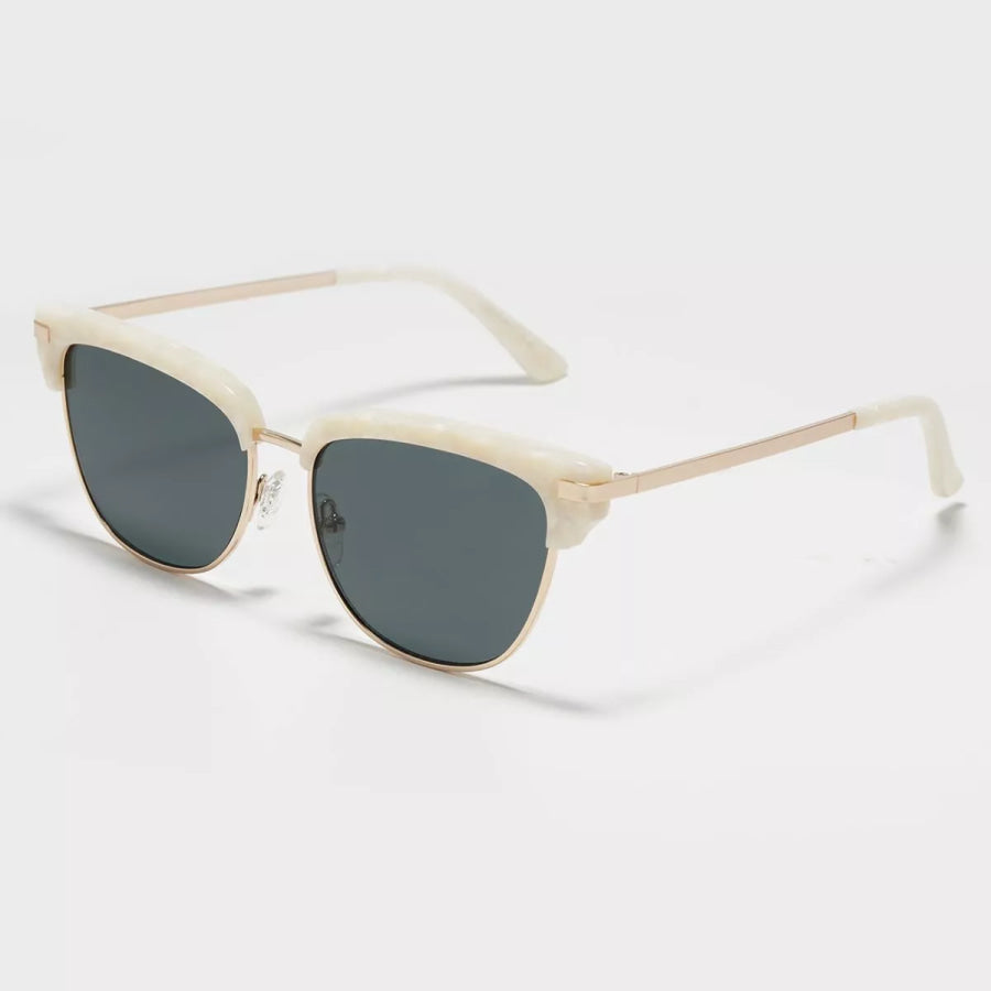 Classic Clubmaster Style Sunglasses with Gold Accents Apparel and Accessories