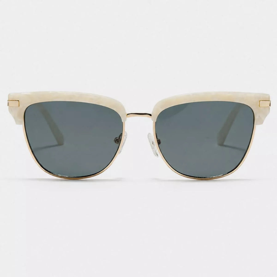 Classic Clubmaster Style Sunglasses with Gold Accents Apparel and Accessories