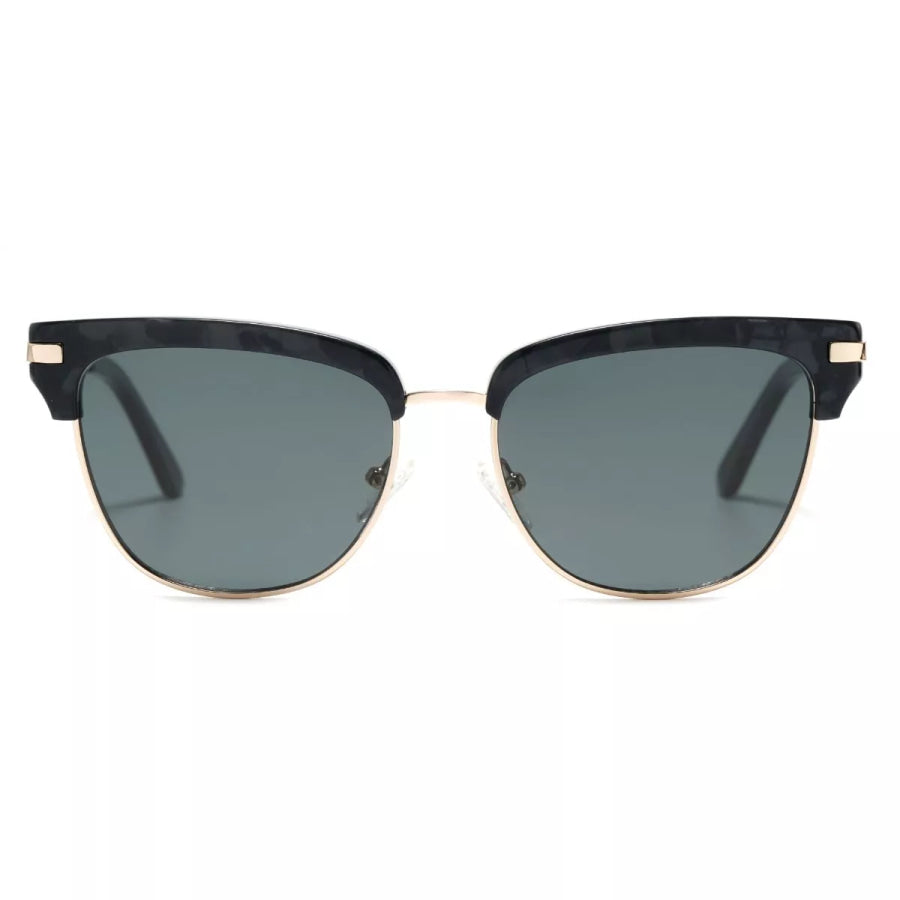 Classic Clubmaster Style Sunglasses with Gold Accents Apparel and Accessories