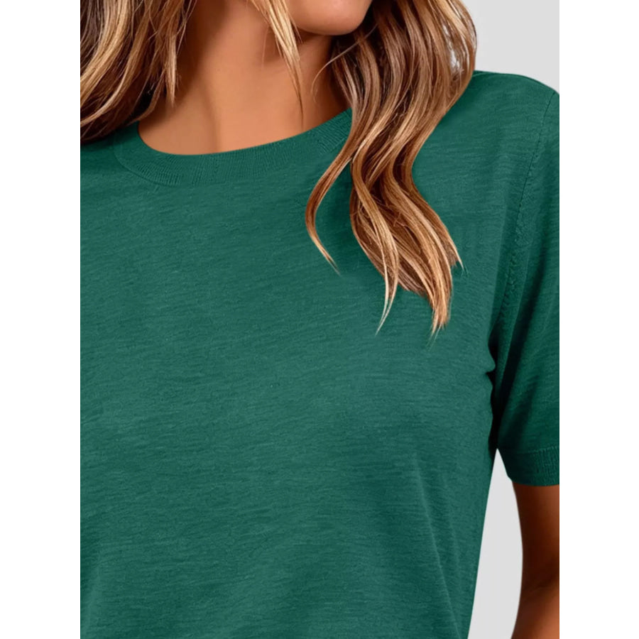 Classic Crew Neck Short Sleeve Knit Top Apparel and Accessories