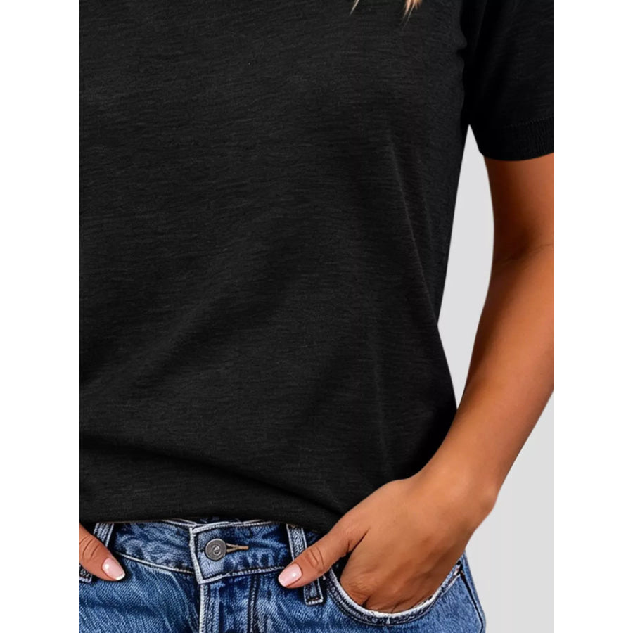 Classic Crew Neck Short Sleeve Knit Top Apparel and Accessories