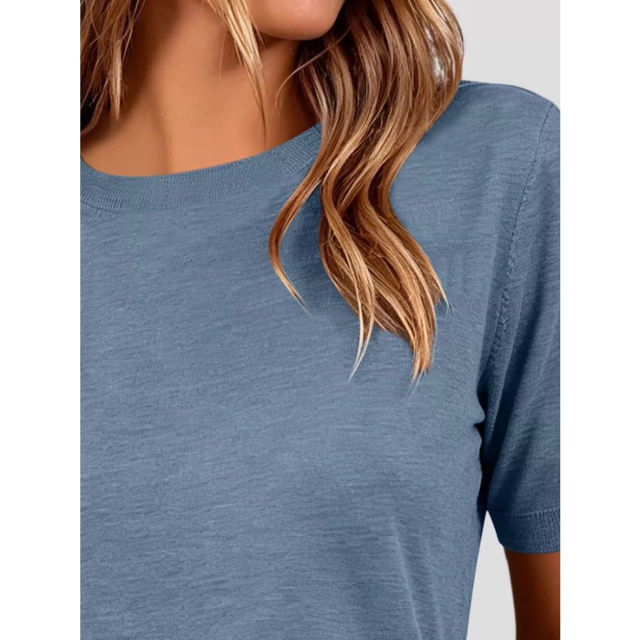 Classic Crew Neck Short Sleeve Knit Top Apparel and Accessories