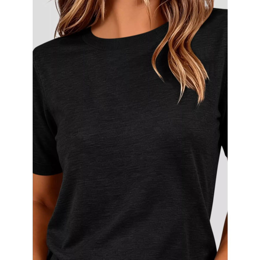 Classic Crew Neck Short Sleeve Knit Top Apparel and Accessories