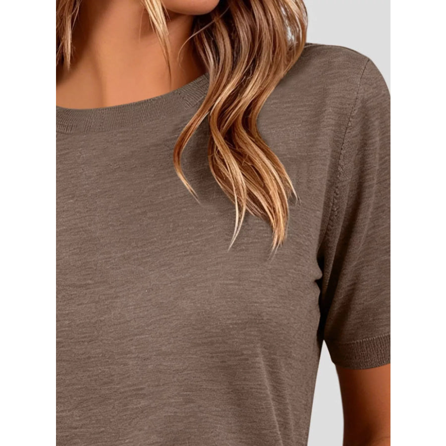 Classic Crew Neck Short Sleeve Knit Top Apparel and Accessories