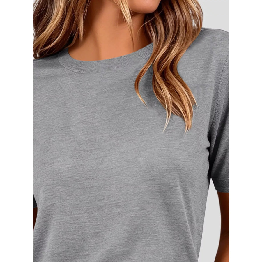 Classic Crew Neck Short Sleeve Knit Top Apparel and Accessories