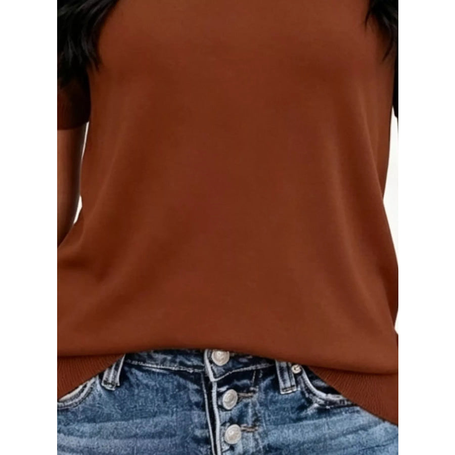 Classic Crew Neck Short Sleeve Knit Top Apparel and Accessories