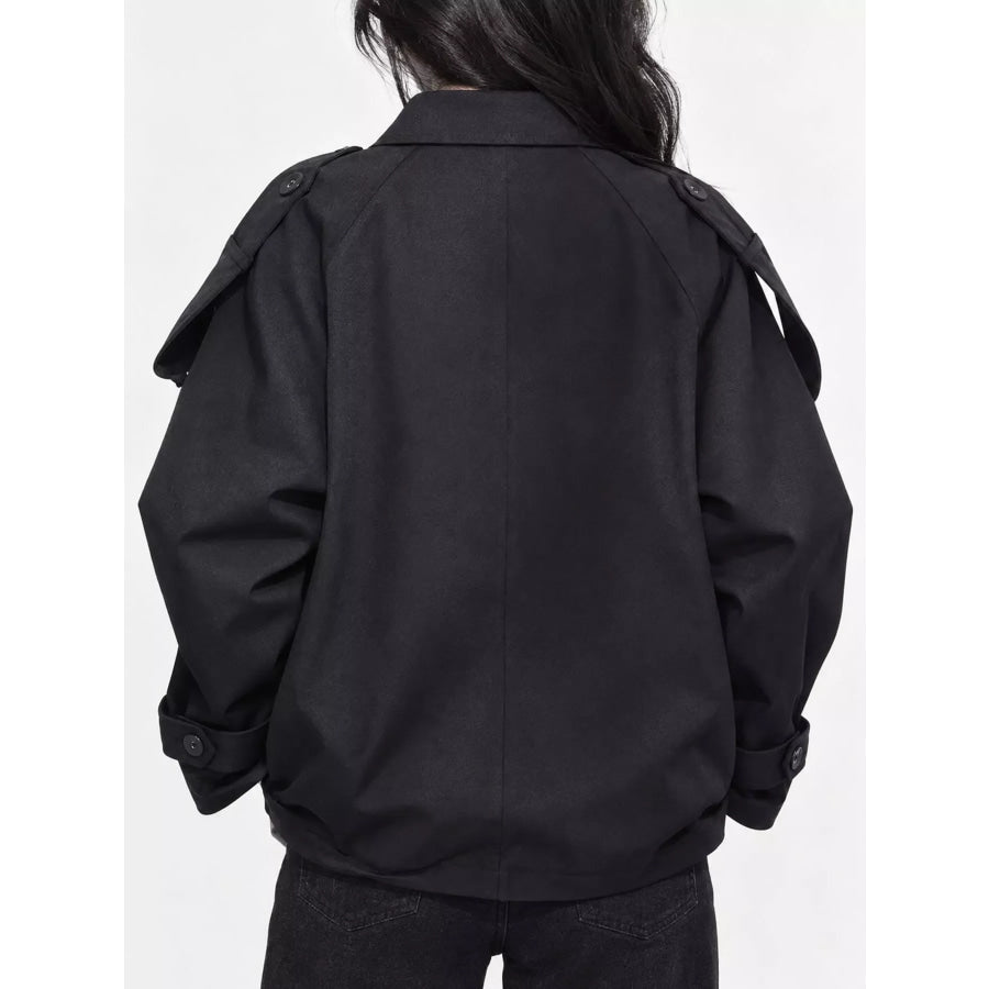 Classic Double-Breasted Trench Jacket with Stand Collar Apparel and Accessories