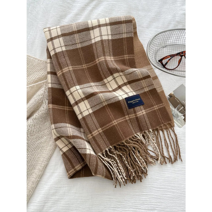 Classic Fringe Plaid Scarf Apparel and Accessories