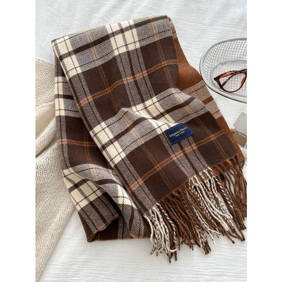 Classic Fringe Plaid Scarf Apparel and Accessories