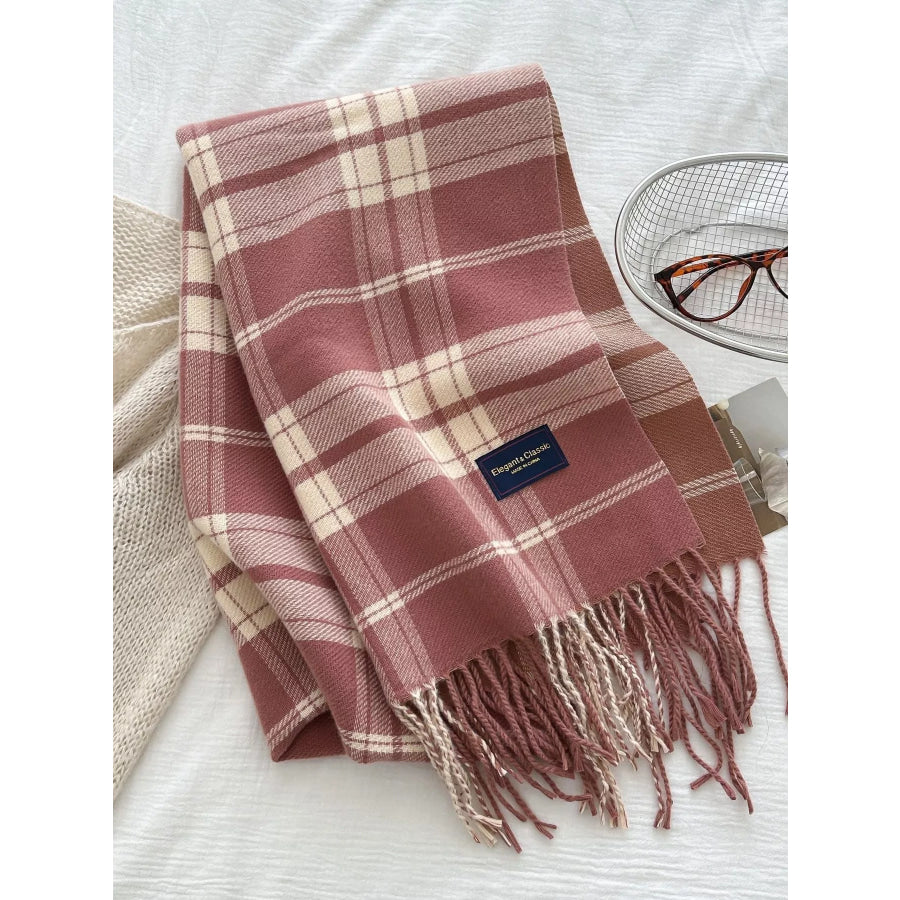 Classic Fringe Plaid Scarf Apparel and Accessories
