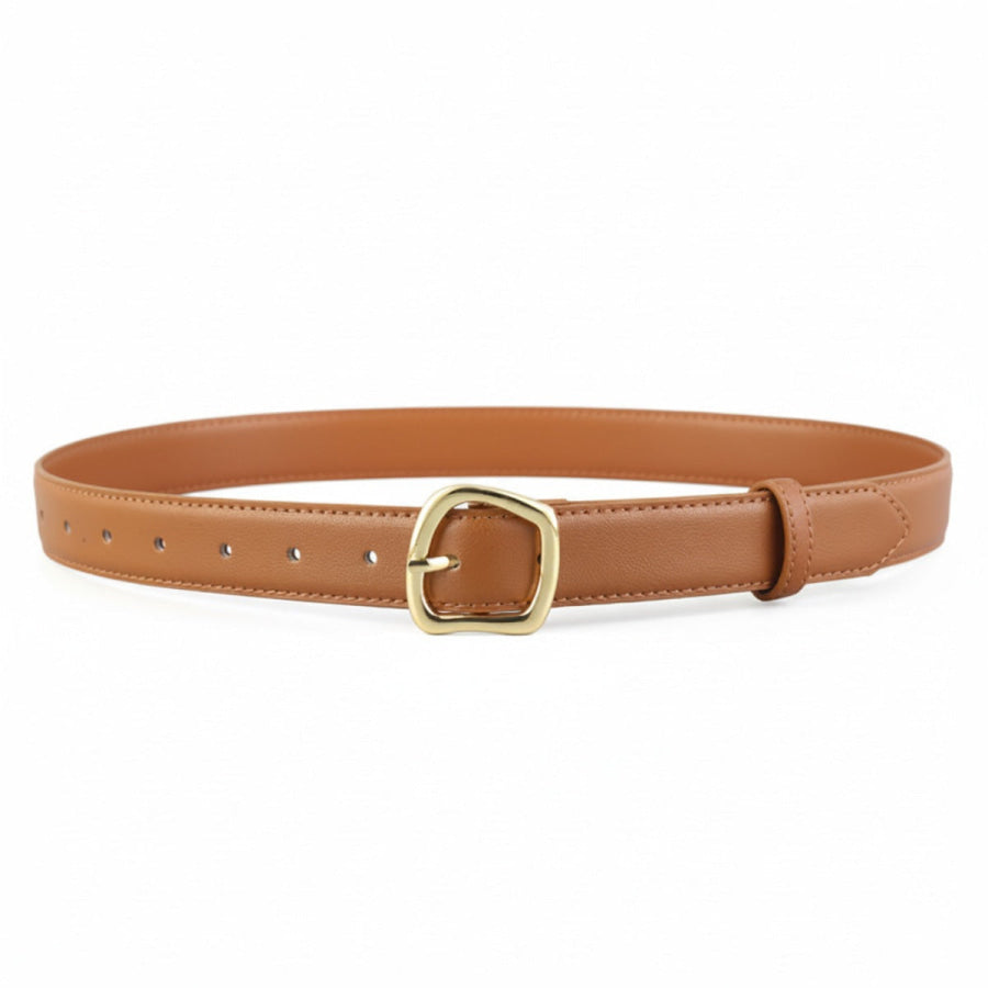 Classic Golden Buckle Belt Brown / One Size Apparel and Accessories