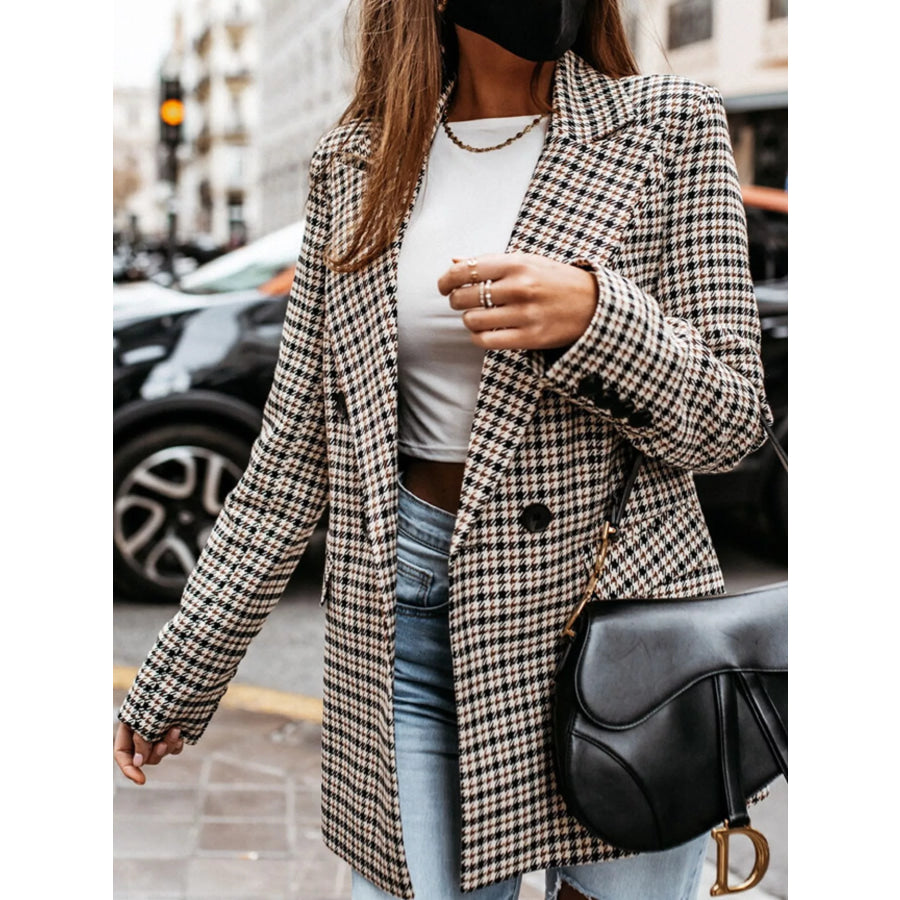 Classic Houndstooth Double-Breasted Blazer Apparel and Accessories